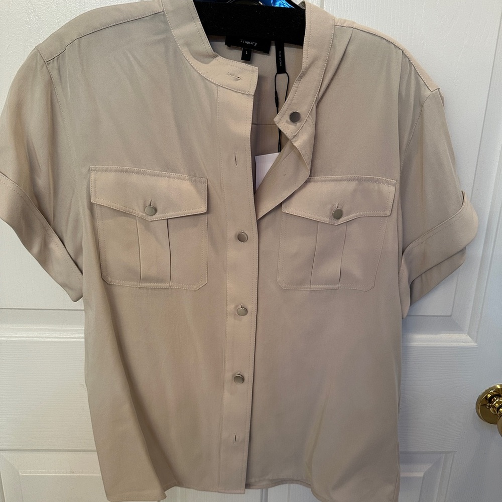 Theory Cream Military Button-Up Shirt Large women’s
